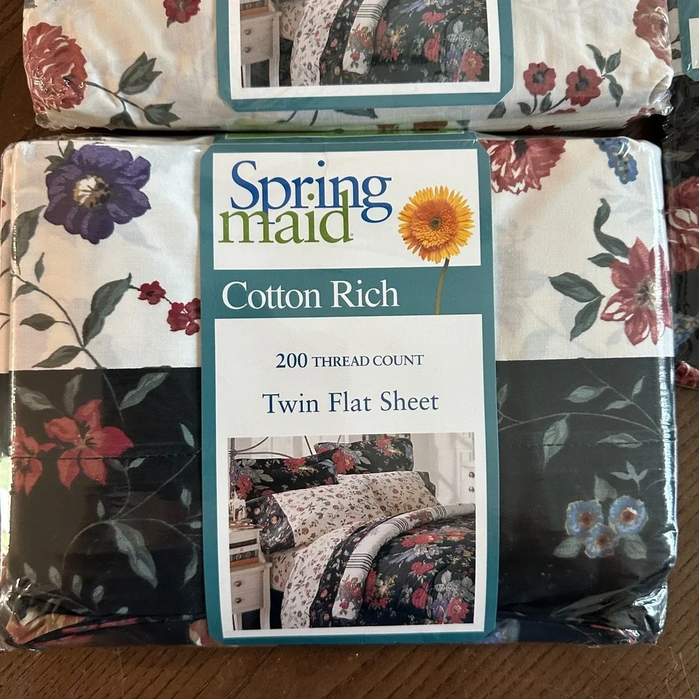 Vintage Springmaid Cotton Rich Jasmine Twin Size Sheet Set New‎ NOS Florals